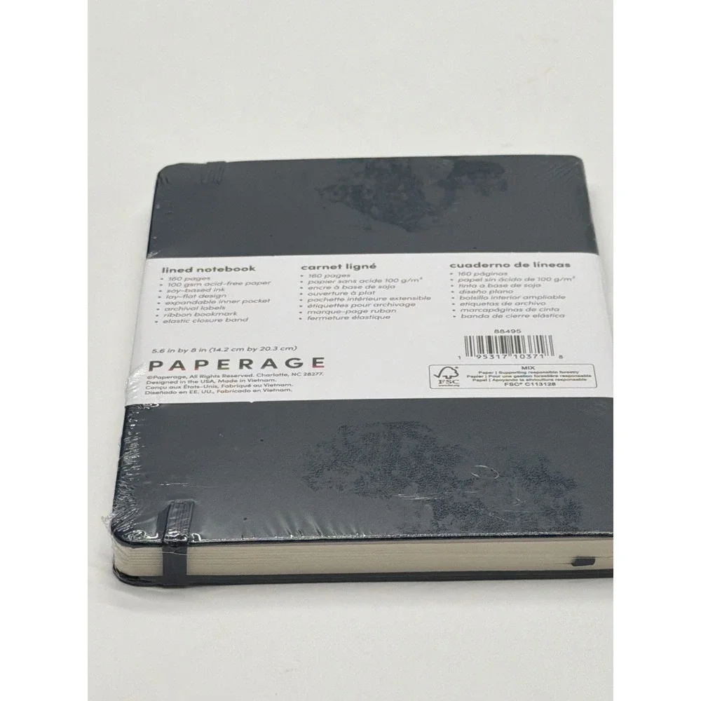 Paperage Lined Notebook Navy Blue Hardcover 160 Pages 100gsm 5.7x8 Journal
